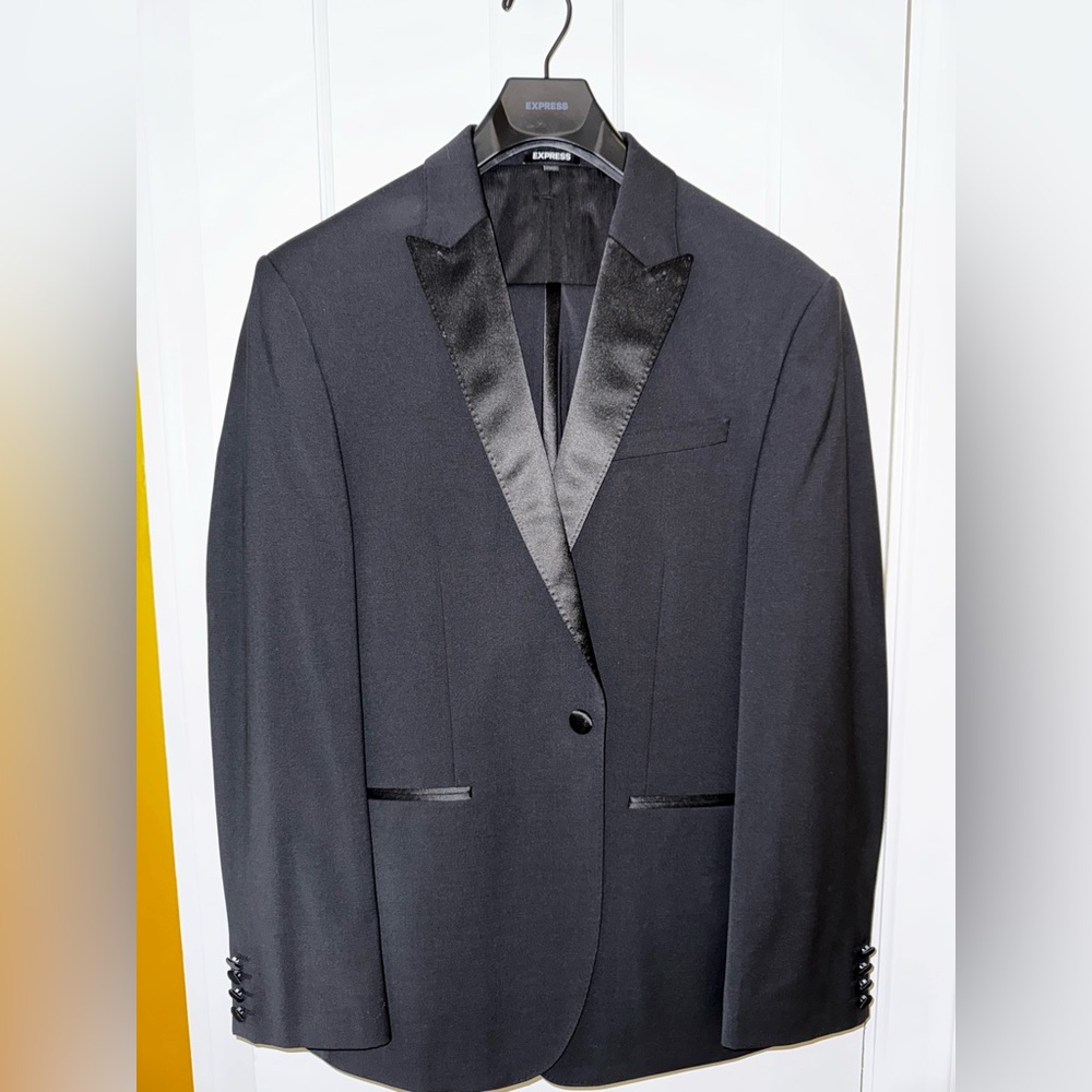 NEVER WORN Express Men's Classic Black Wool-blend Tuxedo Full Suit Jacket+Pants